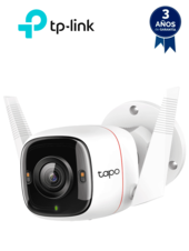 Cámara IP WiFi tipo Bullet de 4 MP para Exterior con resolución de 2K, visión nocturna, WiFi 2.4 GHz, notificaciones push, ranura para Micro SD, y compatible con Google Assistant y Alexa.