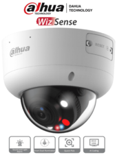 Cámara IP Domo de 8 MP, con iluminadores duales hasta 40 m, tecnología TiOC y WizSense, lente motorizado de 2.7-13.5 mm, audio bidireccional, 1 entrada/salida de alarma y audio, compatible con Quick Pick en NVR con IA.