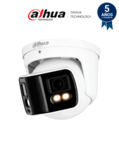 Cámara IP Full Color con visión de 180° y doble lente de 4 MP. Ofrece protección perimetral, mapa de calor, conteo de personas, y LED de 40m. Cuenta con multivisión, WizMind, audio bidireccional, ePoE, H.265 e IP67.
