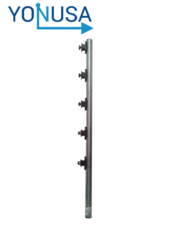 Poste de paso para cerco eléctrico, tubo con 5 aisladores de paso instalados/ Tubo de 1.20 mts. listo para instalación en campo
