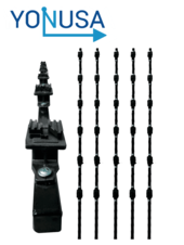 Kit de 5 postes de perfil 3/4 en color negro de 1.2 mts de largo, con 6 aisladores de paso para 6 líneas con 15 cm de separación/ Listo para instalación en campo