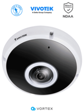 Cámara IP VORTEX Premium Series Fisheye exterior 12 Megapixeles, IR 20m, WDR Pro, Micrófono integrado, IP66, IK10, NDAA, Almacenamiento interno 512GB, Advanced AI