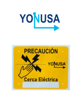 Letrero o anuncio genérico preventivo de alta tensión para colocación en cercos eléctricos entre cada 6 a 8 metros/ Espacio para publicidad teléfono, logo o correo de empresa