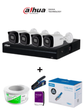 NVR NVR1104HS-P-S3 de 4 Canales/ 4 cámaras IPC-B1E20 / Bobina de 100m/ Caja con 100 plugs/ Pinza de corte rj45/ Disco Duro 1TB/ #MiPrimerIP